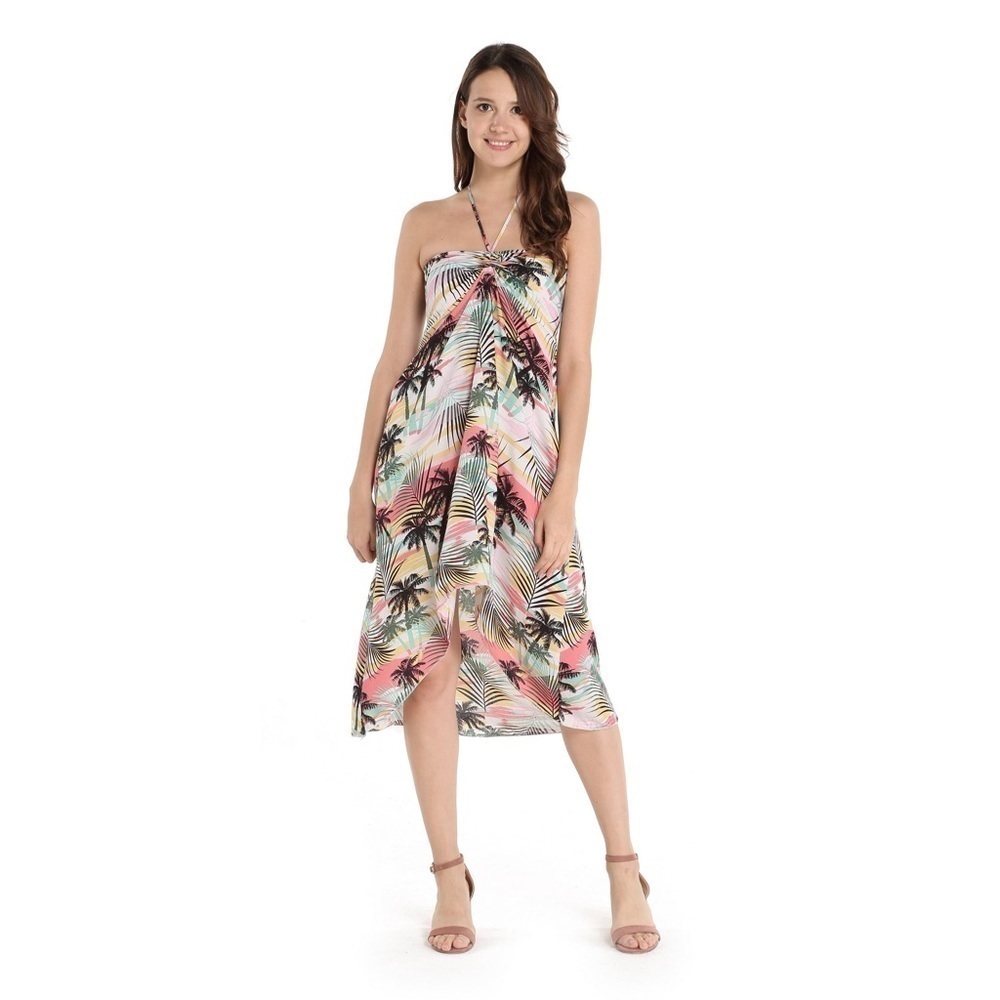 NWT- Hawaii Hangover Palm Tree Sunset Halter Dress